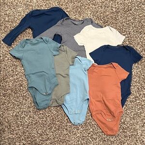 Cloud Island 12M 12 MONTHS Lot of 8 Blue Orange Green Bodysuit Onesies Sets